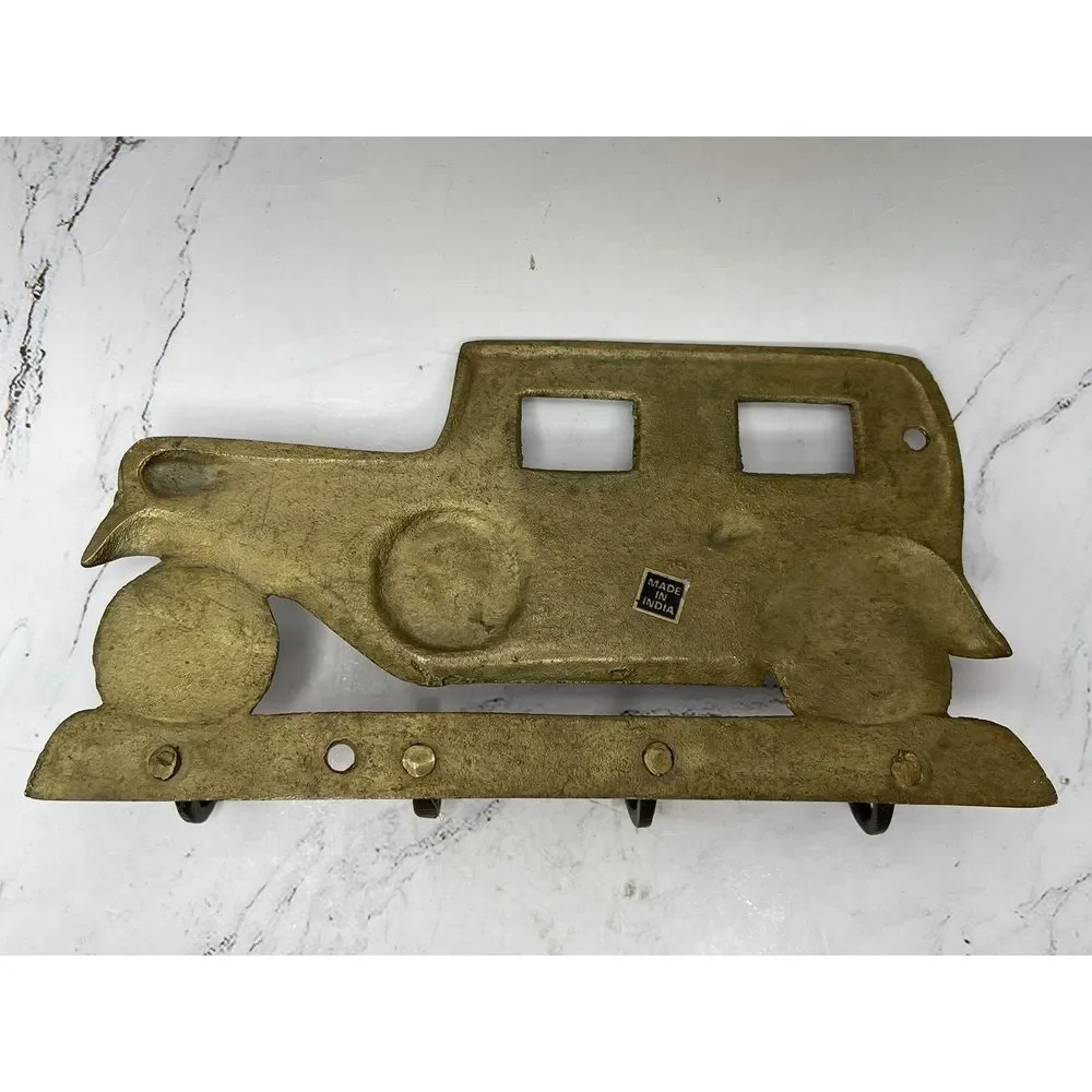Vtg. Brass Antique Car Hanging‎ Key Holder Vintage Made in India